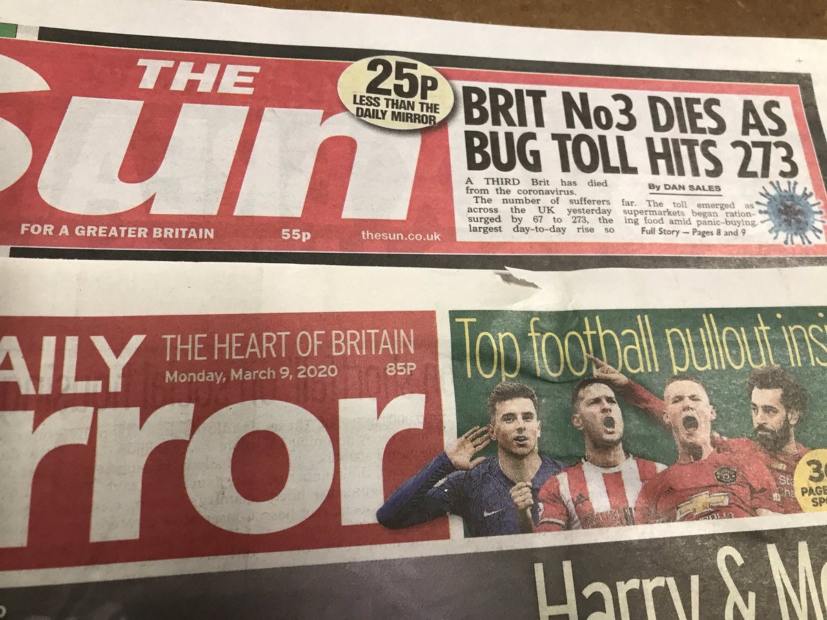 WebbsDeliver's tweet photo. I should imagine Mr Rupert Murdock is happy with his #NEWS UK staff! The #Mirror price is 85p and his #SUN paper is 55p and the headline is 25p CHEAPER than the #Mirror!!! https://t.co/g3Dnucr0Mi