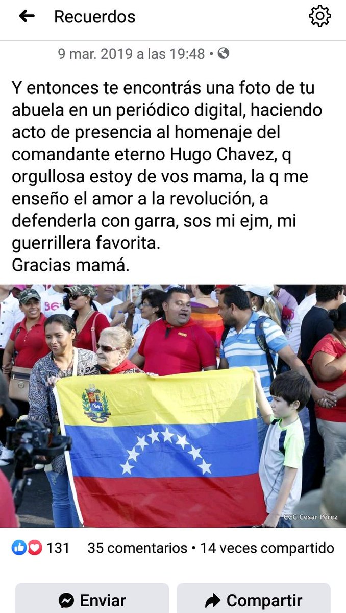 taniasandinista's tweet photo. Q bonito recuerdo me ha dado hoy el FB.Ver a mi abuela con 81(2019)siempre luchadora, guerrillera. 
De esas mujeres leales.Fieles al Sandinismo,De las q tiene en su boca y en la práctica,q la lucha no se abandona,xq si hoy a mí no me falta nada,a otros les falta todo.
#PLOMO19 ✊🏽 https://t.co/eE7CCIFzsG