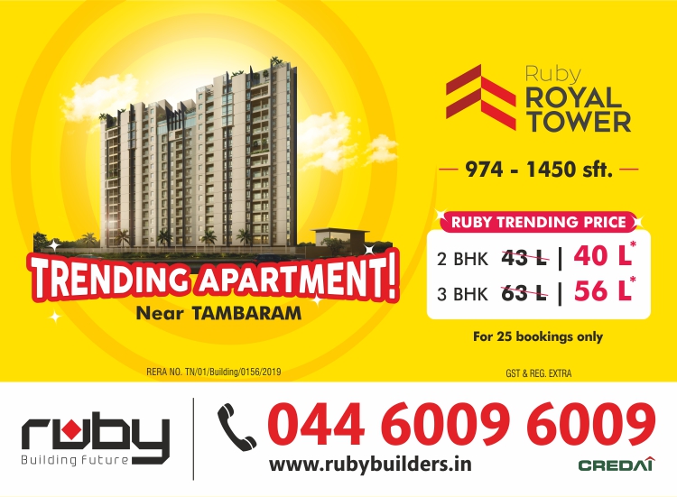 Ruby_Builders's tweet photo. Ruby Royal Tower – Affordable Premium Apartments

📌 Mudiuchur Road, near Tambaram
📌 On the Main Road Project
📌 High-Rise Community
📌 Tri Star Junction (GST, Oragadam, Tambaram)
📌 Enclave amenities for Toddler and Senior Living

Enquire Now,
Call: 044-6009 6009 | 7824013610 https://t.co/3RQm5UddYH