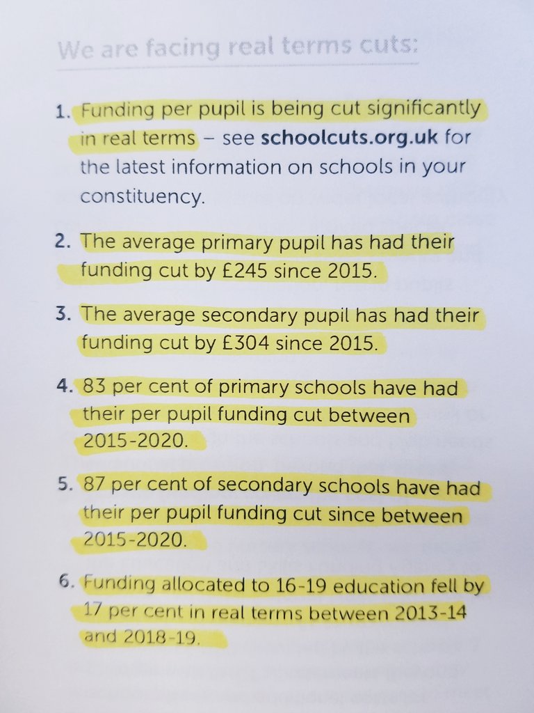 Reading the excellent but depressing brieifng from @NEUnion  & @neugovernors That lays out the stark facts of Tory @SchoolCuts sadly including many here in @ReadingCouncil.