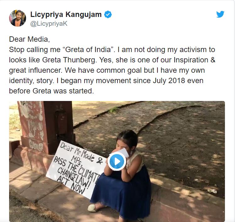 MadhishParikh's tweet photo. First @GretaThunberg is an inspiration when she meets her and when fame comes she becomes one of her inspiration and strongly asks for not calling her "Greta of India". 

I respect the respect the person who inspired #LicypriyaKangujam receives 👏👏(18/n) https://t.co/On6VoBBwGz