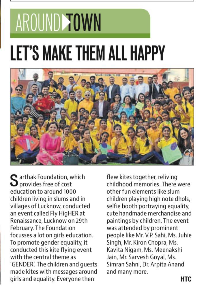 SarthakNGO's tweet photo. Thank you so much @htTweets for covering our event, Fly HigHER! ❤
#FlyHigher #empowerment #genderequality #SheEqualsHe https://t.co/fKPuAPzVXk