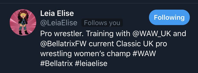 Logged in to Twitter this morning and see this 😍 Can’t believe it, thanks <a href="/LeiaElise/">Leia Elise</a> 🥰 #BadAssWrestler
