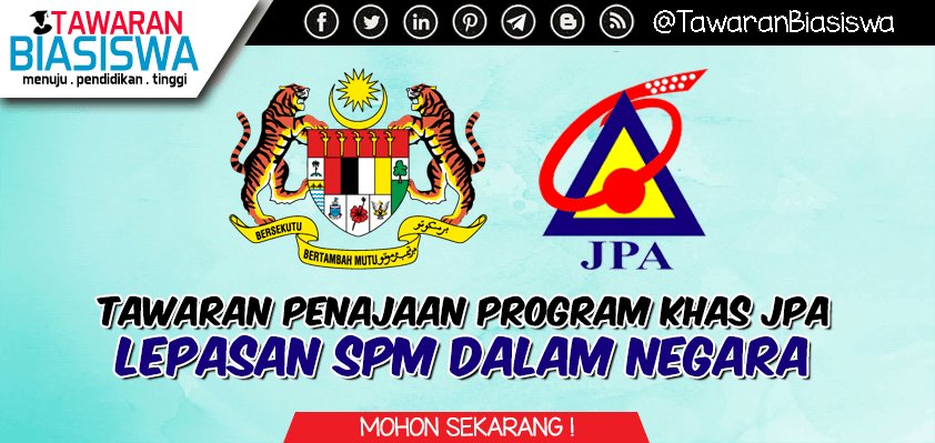 Biasiswa JPA - Program Khas Lepasan SPM Dalam Negara 2020

Mohon sekarang => tawaranbiasiswa.com/2020/03/biasis…

Facebook: facebook.com/TawaranBiasiswa
Web: TawaranBiasiswa.com
Telegram: t.me/TawaranBiasiswa

#biasiswa #scholarship #JomMasukIPT #biasiswajpa #lepasanspm #spm2019