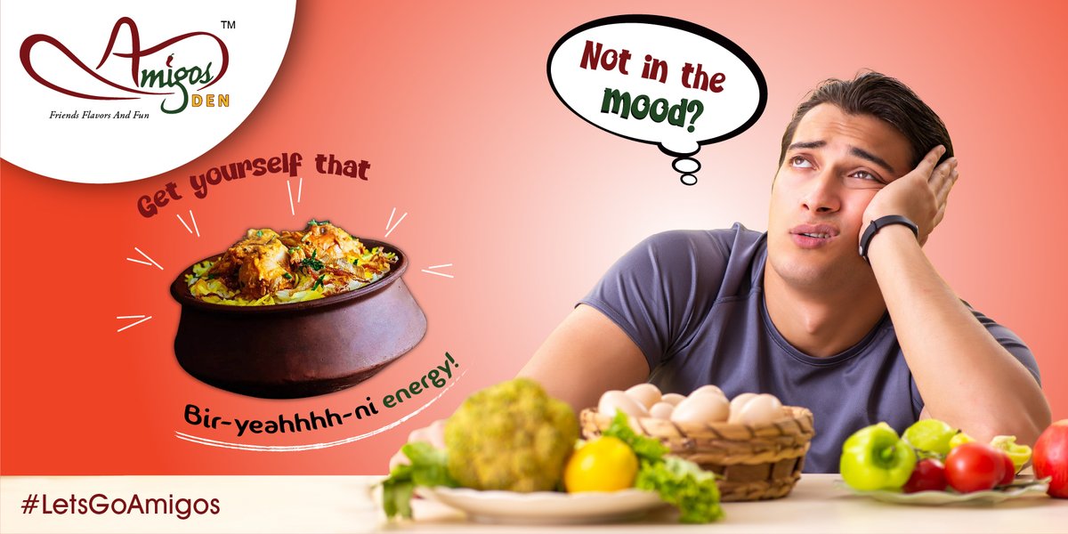 Amigos_Den's tweet photo. An all-time favorite, Charminar Murgh Biryani is 1 of our best sellers! Exotic flavors of Hyderabad cooked with succulent pieces of chicken which is then layered with Aromatic rice, this dish is not less than any art. Visit Amigos Den or order online. #LetsGoAmigos https://t.co/9PEFsr8OXk