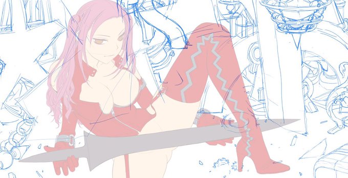 「鞘-SAYA-」オリジナル絵再掲
〜その.2
ラフ→ペン入れ+作業用色分け→彩色→キャラを乗せ仕上げして完成。
ちょっとエロいけど御容赦を(^^;; 