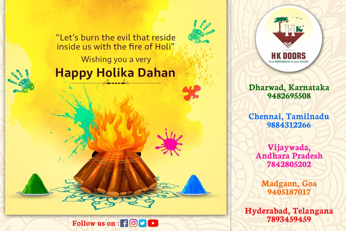HkDoors's tweet photo. Make a colorful splash this Holi to spread cheer and joy all around. Wishing you all a very HAPPY HOLI
#HappyHoli #festivalofcolors
-
#HKdoors #doors #woodenDoor #CarvingDoor #FrontDoor
#MadeInIndia #TeakWood #Exteriordesign #TeakWoodDoor #PanelDoor #Door https://t.co/TIgJkDTbjm