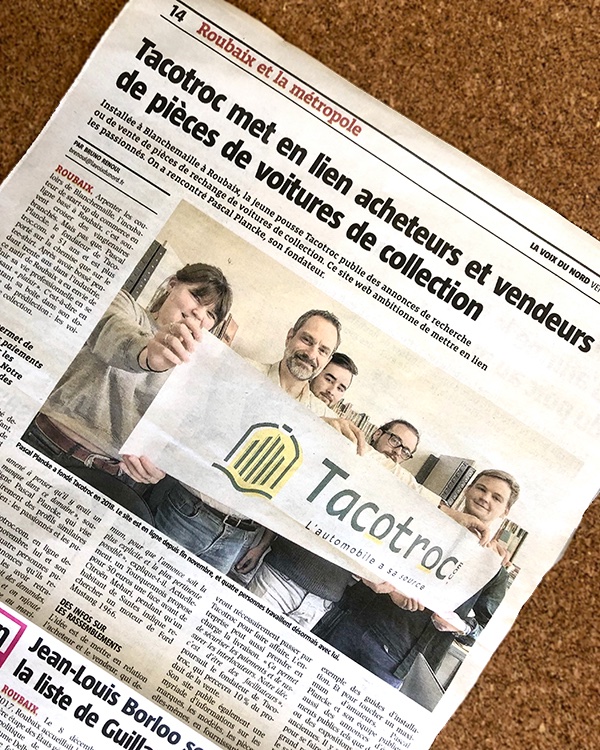 [TRÈS FIÈRES😊]
Première parution pour Tacotroc.com dans la Voix du Nord de Roubaix ce Vendredi 6 Mars