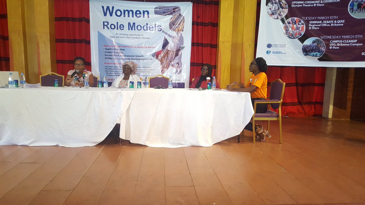 utgssa's tweet photo. DAY ONE: UTG-SSA 2020 SCIENCE WEEK 

First Panel
Topic: Gender Balance

Panelist: Mayai Taal Hocheimy, Director of GREAT Institute and Fatou Jeng, First Female President of the UTG Students' Union.

#2020ScienceWeek 
#SciencePavesTheWayToDevelopment 
#WomenRoleModels https://t.co/HwhmiYpCB7