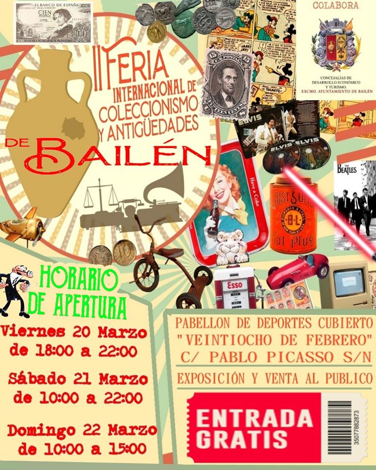 Del 20 al 22 de marzo, los amantes de las antigüedades y del coleccionismo tienen una cita en #Bailén con <a href="/feria_bailen/">Feria de Coleccionismo y Antigüedades de Bailén</a>. bit.ly/38GDP9D <a href="/dipujaen/">Diputación de Jaén</a> <a href="/AytoBailen/">Ayuntamiento Bailén</a> #FeriaColeccionismoBailén #coleccionistas #antiguedades