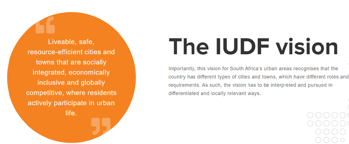 NationalCoGTA's tweet photo. The Integrated Urban Development Framework @IUDF_ZA is a policy initiative of the @GovernmentZA , coordinated by the Department of Cooperative Governance and Traditional Affairs @NationalCoGTA
#IUDF #districtmodel https://t.co/8TaIifVceB