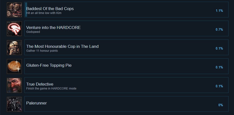 CPriestman's tweet photo. Disco Elysium has an achievement called 'Palerunner' that almost nobody has. 

People have been trying everything to get it. One person got it accidentally the other day but no one is satisfied that the mystery is solved. https://t.co/PB3Slnoyfy