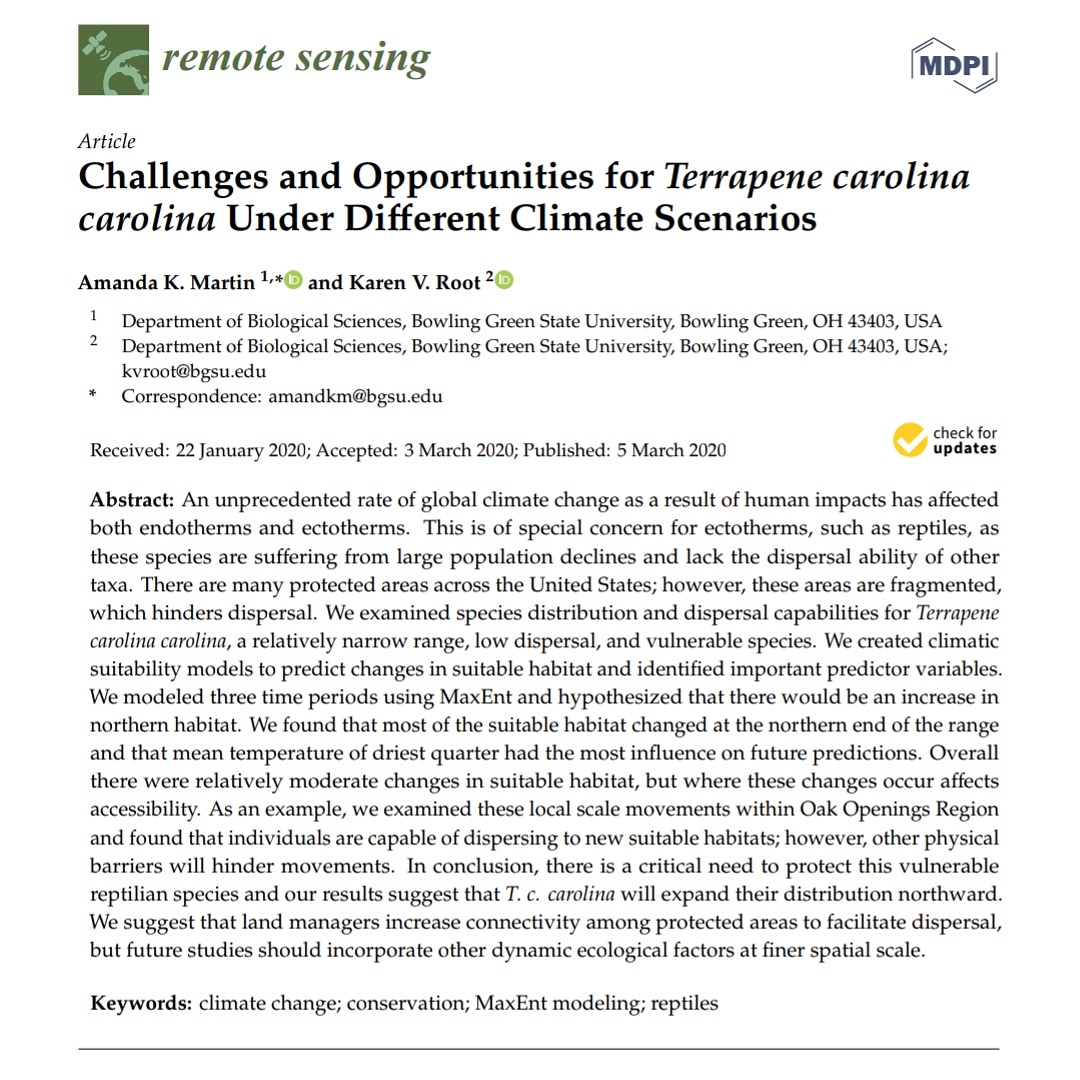 RootBGSUEcology's tweet photo. The newest Root Lab publication! Congrats @amandconda33 !!! https://t.co/aOh1jT91dv