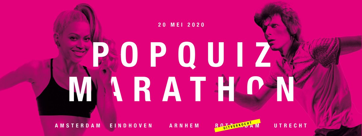 De <a href="/PopquizMarathon/">Popquiz Marathon</a> in #Rotterdam is uitverkocht! Tickets voor de andere steden koop je via <a href="/melkweg/">Melkweg</a> | <a href="/LuxorLive/">Luxor Live</a> | <a href="/Effenaar/">Effenaar Eindhoven</a> | <a href="/TiVre_Utrecht/">TivoliVredenburg</a> #PQM20