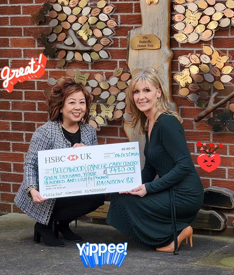 _rainbow88's tweet photo. Another £7480 donated to Beechwood Cancer Care. Pic with CEO Linda Steggles https://t.co/KklAA3UDGp