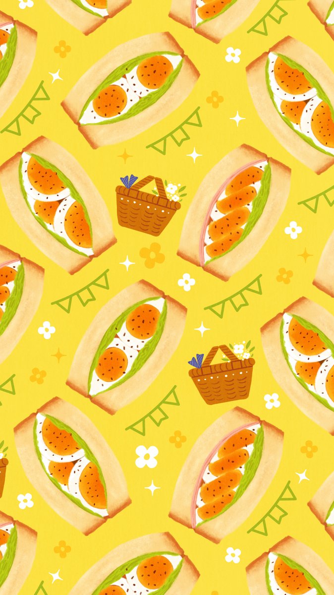 ট ইট র Omiyu みゆき たまごサンドな壁紙 Illust Illustration 壁紙 イラスト Iphone壁紙 サンドイッチ 食べ物 Egg Sandwich