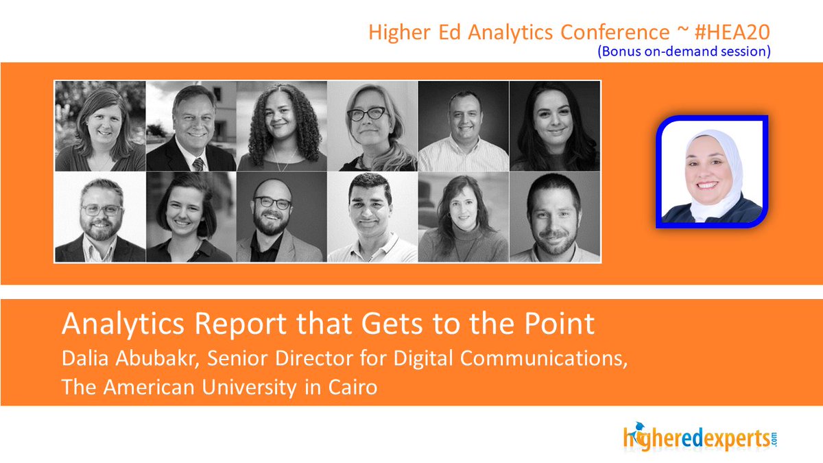 karinejoly's tweet photo. If you attended the #HEA20 conference, you can now watch the 1st on-demand EXTRA session about analytics 🤔 "Analytics Reports that Gets to the Point" presented by @abubakr_dalia from @auc

👉https://t.co/FhFjF9a1hx

#hea20 #hesm #pseweb #sachat #emchat #alumchat #AMAhighered https://t.co/SeRDLCpXG4