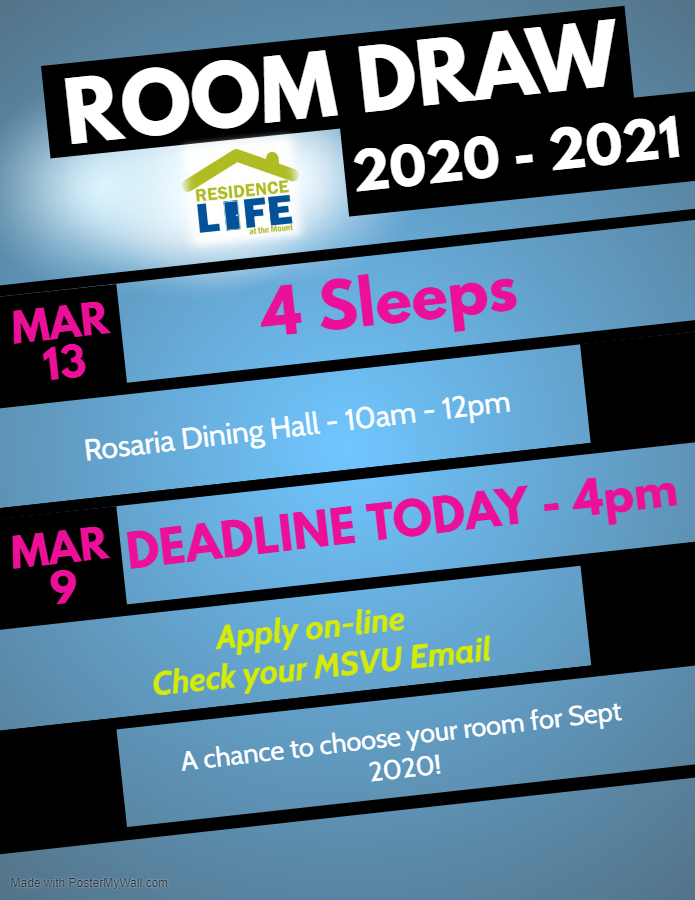 MSVURezLife's tweet photo. ROOM DRAW - DEADLINE TO APPLY - 4 pm today https://t.co/uRfiGQBByv