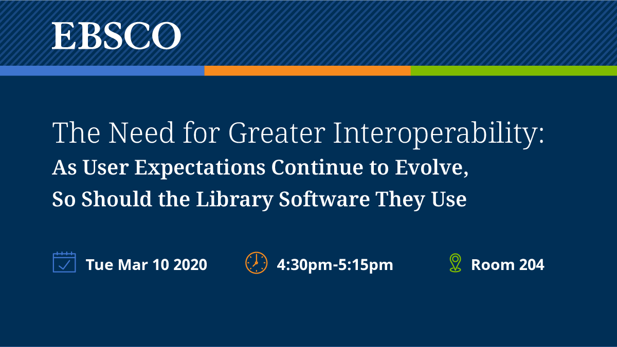 EBSCO's tweet image. Learn which #library services can intersect with various tools to provide greater #interoperability of software tools and #libraryworkflows. Add this session to your calendar: ebsco.is/RW3920t #erl20
