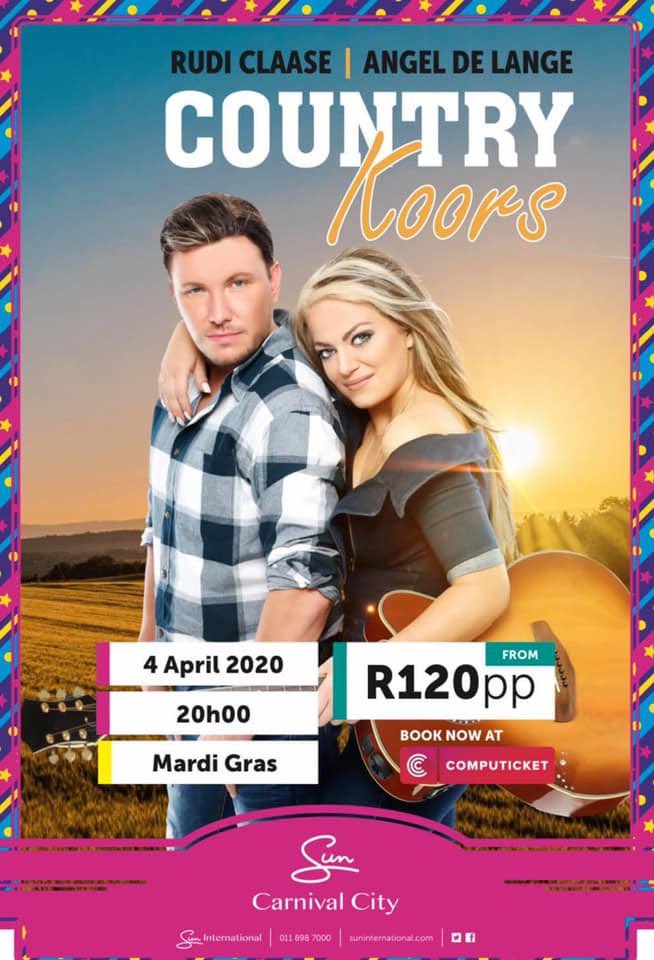 RudiClaase's tweet photo. Carnival City!!! Rudi Claase en Angel de Lange bring hulle voetstamp lekker vertoning die 4de April Carnival City toe. Kaartjies kos net R120 en is beskikbaar by Computicket. Bring sommer die hele familie saam!! https://t.co/AJ9jIMhlW8