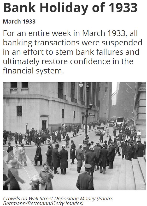 Not_Jim_Cramer's tweet image. The market gods have a sense of humor: This week is the anniversary of  the 1933 Bank Holiday