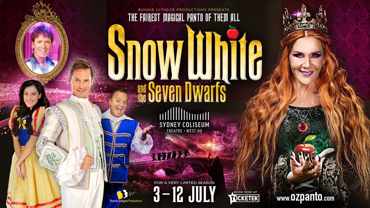 rhondaburchmore's tweet photo. JUST ANNOUNCED- So excited to be playing the “The Wicked Queen” in @ozpanto’s “Snow White and the Seven dwarfs “this July 3-12 at @sydneycoliseum with my darling @TheKevOrkian @TristanMacManus &amp; Ana Fen. I had a blast in Sleeping Beauty and can’t wait to be wicked again ! 💕😱😘 https://t.co/yihM7wrLFp