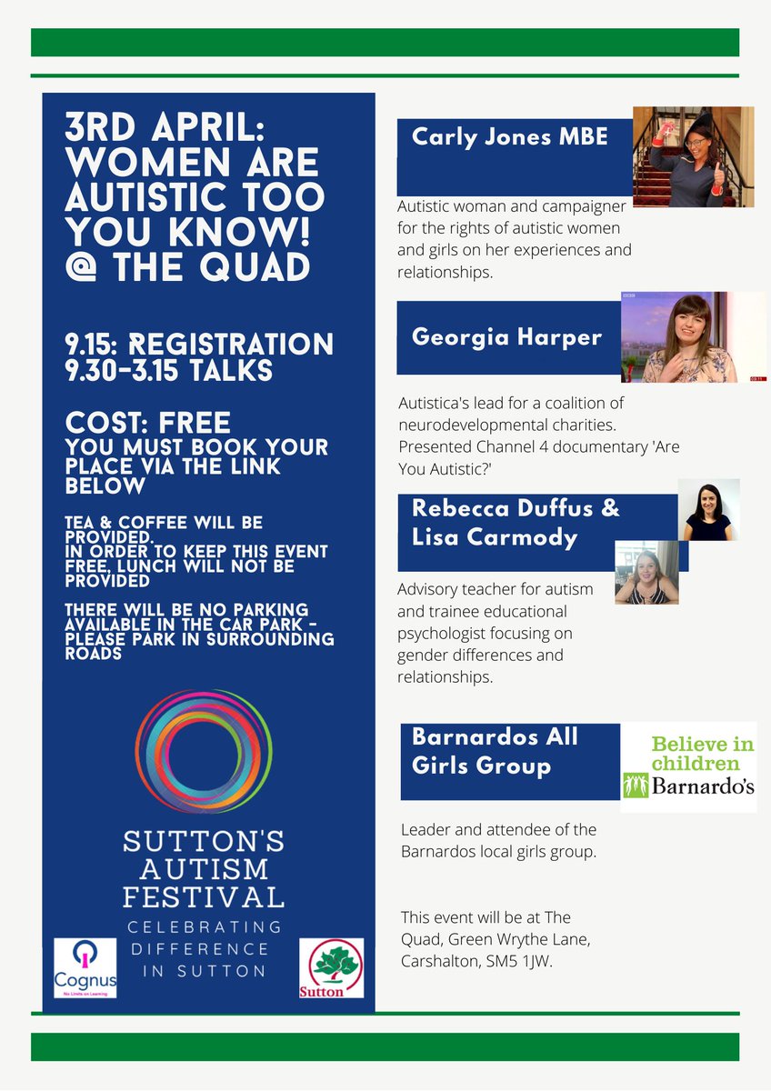 CognusLimited's tweet image. Cognus Autism Service &amp;amp; Sutton Council are excited to release the timetable of events to celebrate Sutton’s Autism Festival for #AutismAwarenessWeek Please see link for details cognus.org.uk/our-services/i… #SuttonsAutismFestival