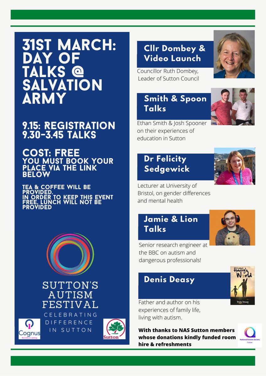 CognusLimited's tweet image. Cognus Autism Service &amp;amp; Sutton Council are excited to release the timetable of events to celebrate Sutton’s Autism Festival for #AutismAwarenessWeek Please see link for details cognus.org.uk/our-services/i… #SuttonsAutismFestival