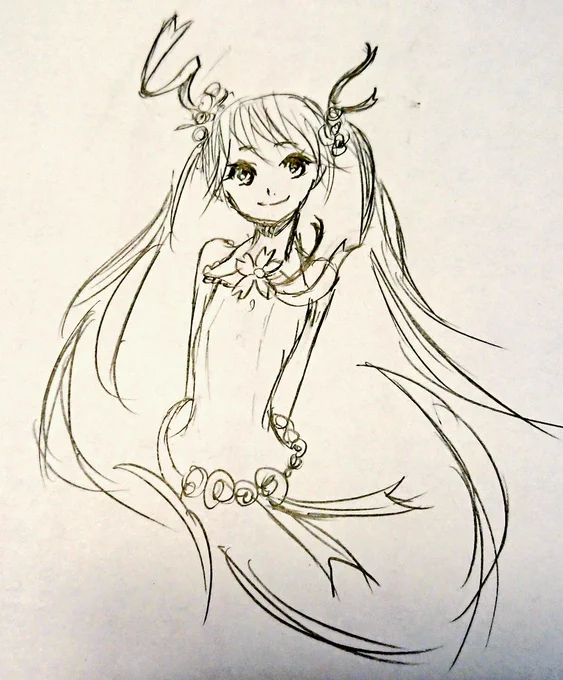 ミクの日だから久しぶりに描こうかなーと描いてたら 娘に奪い取られ塗り絵にされました。 配色センス良いな(親バカ)