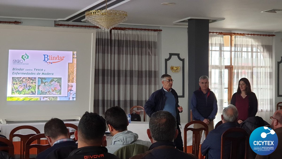isagro_es's tweet photo. Hablando sobre nuestro #fungicida #Blindar con nuestros amigos de @CICYTEX en #extremadura. Un honor contar con la colaboración de investigadores de referencia como Laura Martin de @CICYTEX #ISAGRO #Blindar #Viñedo #proteccion https://t.co/R8zCDc3lcQ