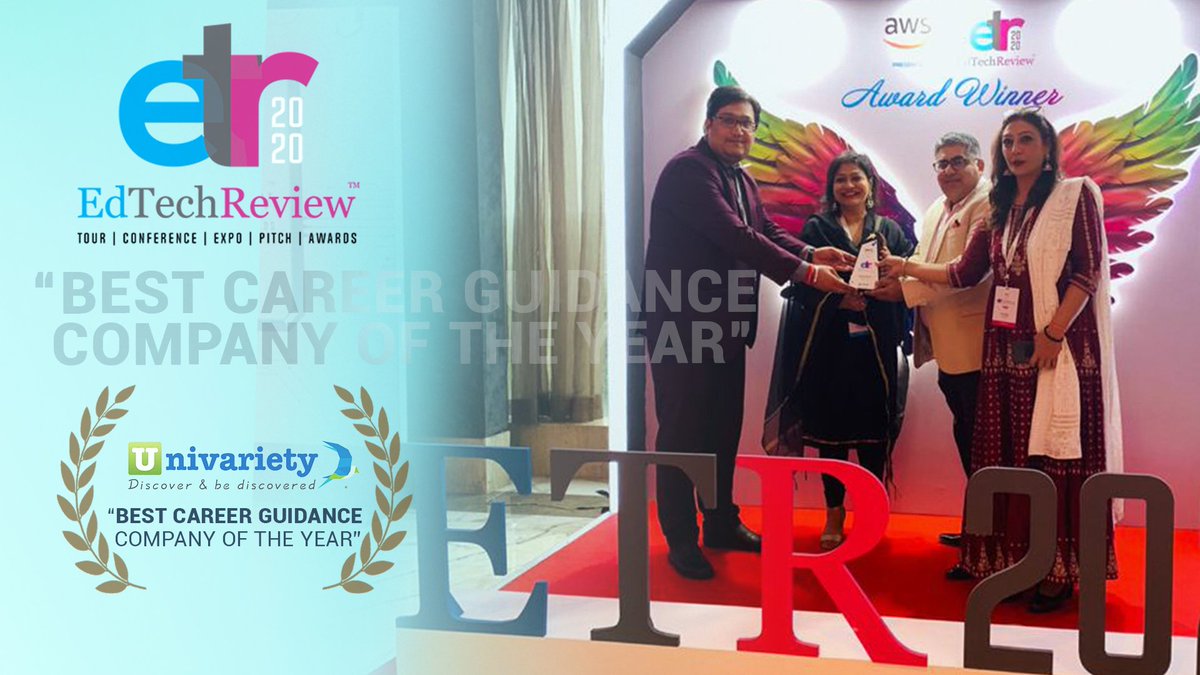 Univariety's tweet photo. We are pleased to announce that #Univariety was chosen as the ‘Best Career Guidance Company of the Year' at EdTech Review Awards 2020. We are happy that we have been able to make a difference in #education industry with our comprehensive #CareerGuidance & #AlumniManagementSystem https://t.co/KbK8M2INOa