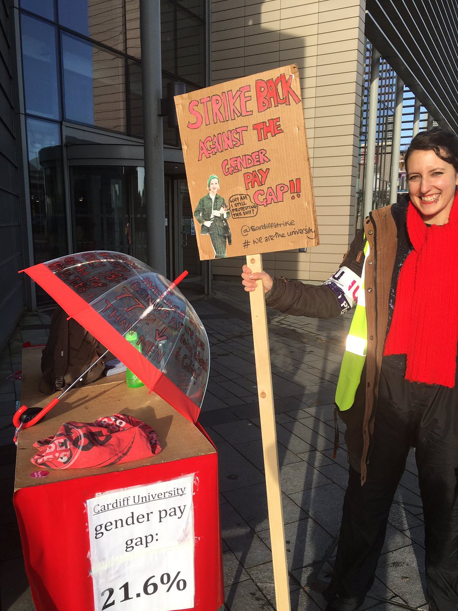 KJSLewis's tweet photo. We’re striking today at the HEB @CardiffUCU Come vote on why you think @cardiffuni has a 21.6% gender pay gap! #hellocolin #UCUstrikesback #ucustrikes #genderpaygap #IWD2020 https://t.co/umxvtWPWeg