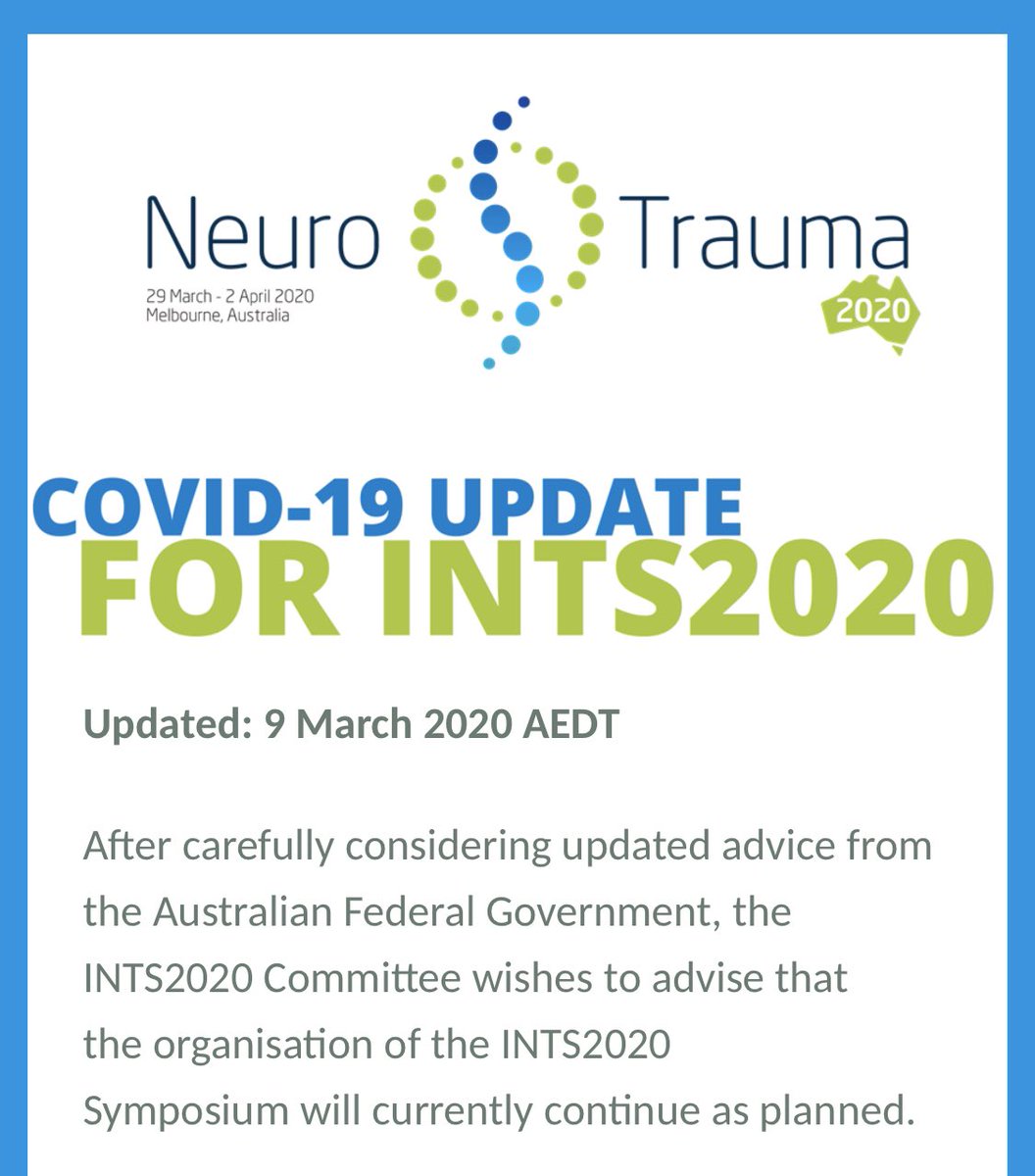 PinkConcussions's tweet photo. Very surprised @ints2020 #ints2020 is continuing as planned as Australian universities were the first to put travel bans on those coming to Monaco for #IOCprev2020. A lot of people I care about are coming to this event. I hope you have made the right decision. https://t.co/Vy2yFEQ2WE