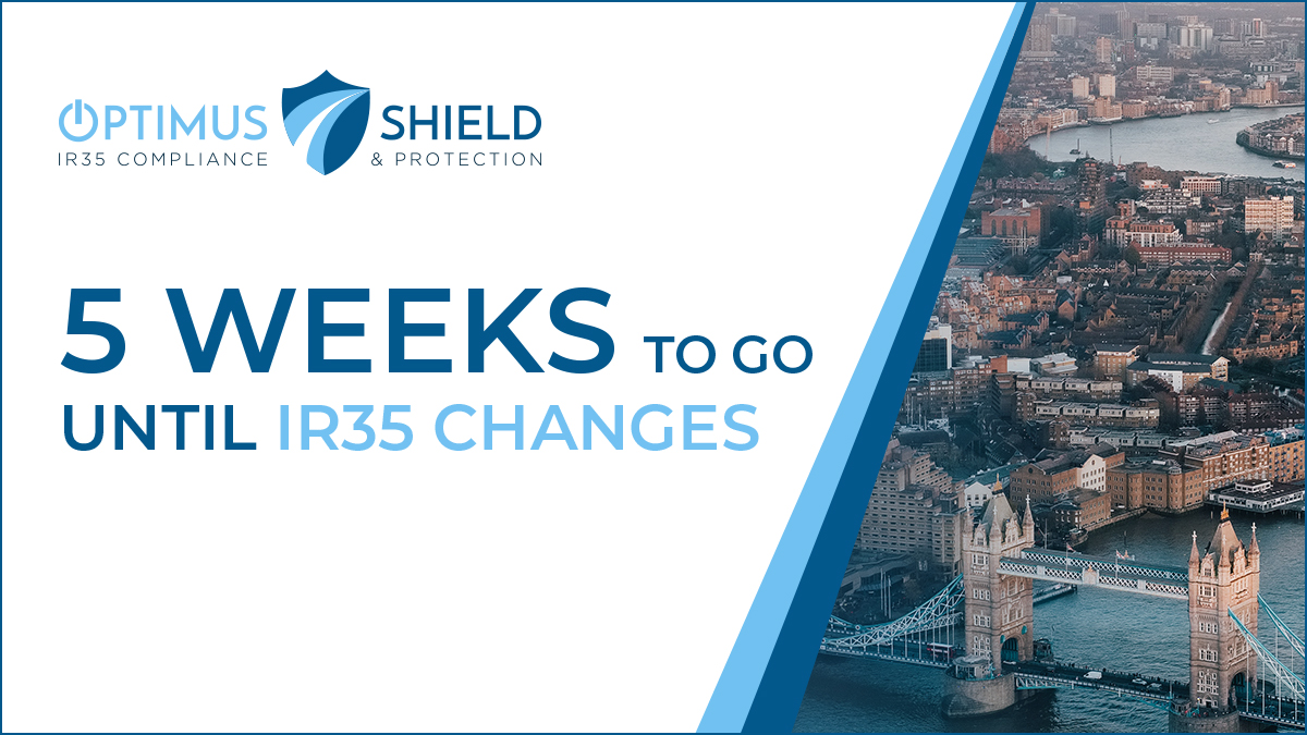 ShieldOptimus's tweet photo. 🚨5 WEEKS TO GO 🚨

That's right, there's 5 weeks to go until #IR35 changes. Is your business prepared?

Call us on 03333 449 571 to see how we can mitigate risk to the supply chain &amp; ensure your business retains a competitive edge in your marketplace

https://t.co/C0oqJr63Be https://t.co/sff11fJ50d