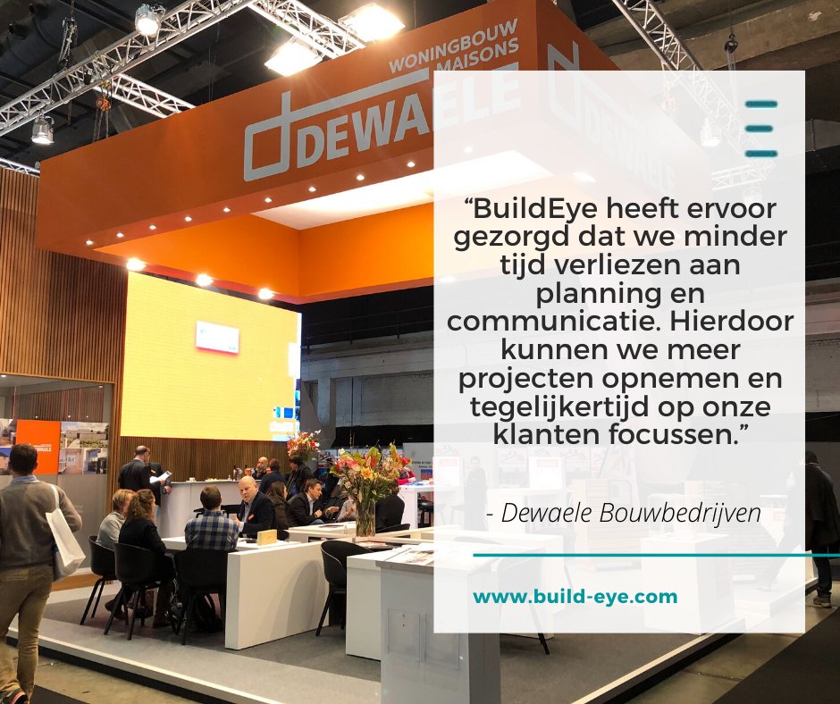 build_eye_app's tweet photo. Altijd leuk om te horen wat klanten over ons planning- en communicatieplatform zeggen. Heel erg bedankt Dewaele Bouwbedrijven voor de leuke reactie! 😊 https://t.co/XyvRgeMbCe