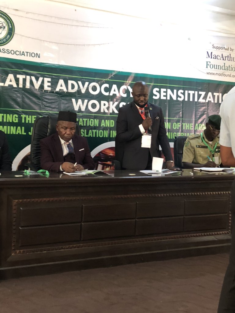 nba_acj's tweet photo. NBA Assistant National Publicity Secretary; @lawalhab delivering the opening remark on behalf of the President of the NBA; Paul Usoro, SAN who is unavoidably absent, at the State Sensitization workshop on domestication of ACJA 2015 in Taraba State.
#NBAACJAPROJECT 
#acjaobserver https://t.co/Md0Drjcv3D