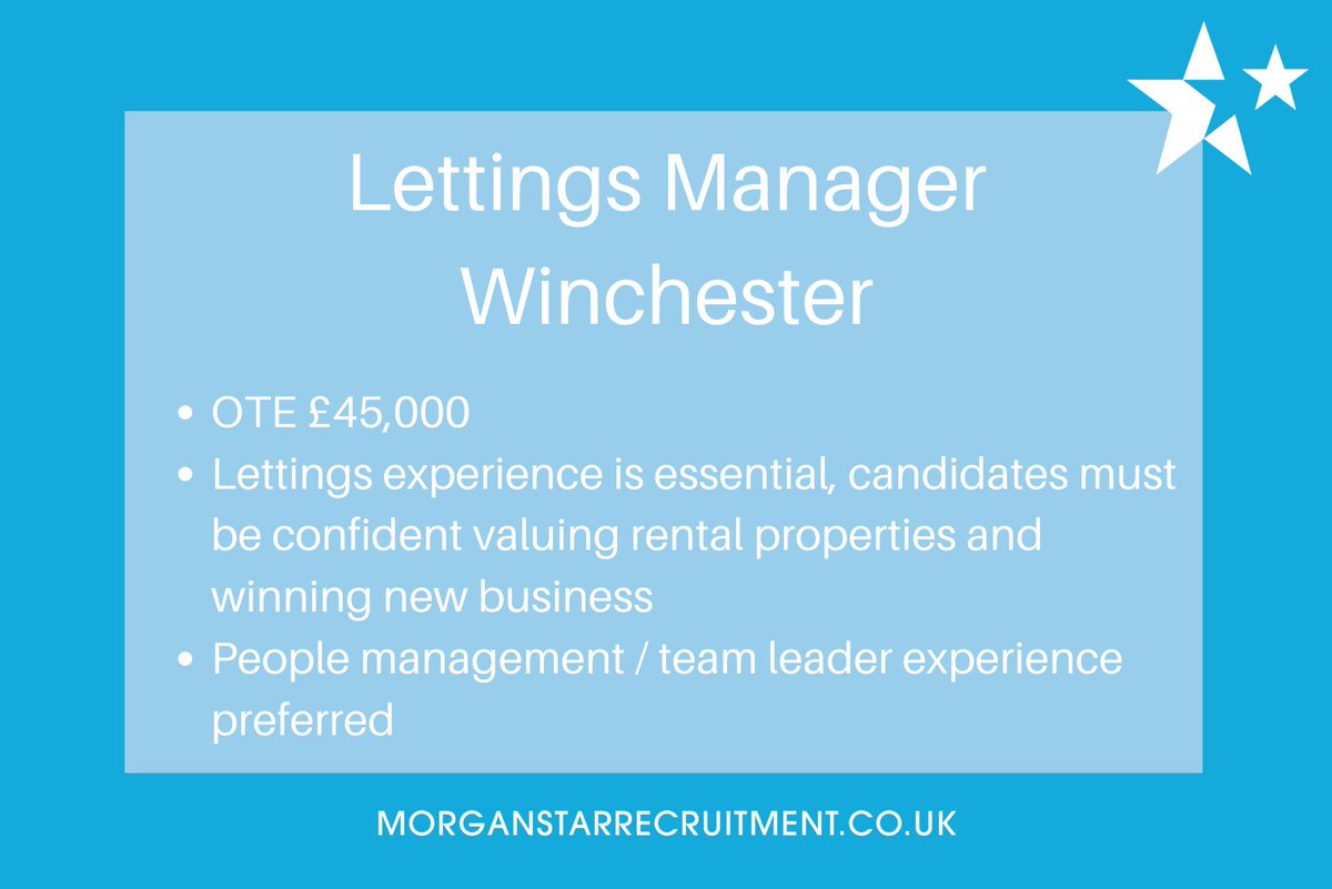 MorganStarRec's tweet photo. A rarely available position in Winchester for an experienced, tenacious Lettings Manager.
Please contact Tom to find out more. tom@morganstarrecruitment.co.uk /  01293 408733

#NewJob
#LettingsJos
#PropretyJobs https://t.co/FcNm9Xexxq