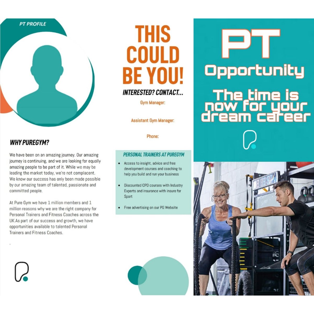 This could be you! Email info.blackburnthemall@puregym.com for more info #puregym#develop#career#goals