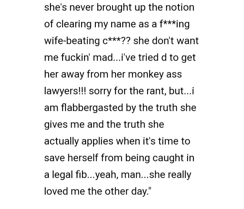 A fact Johnny knows and is rightfully mad at her about accusing him of breaking the restraining order. He says he fell for yet another lie and that he's flabbergasted by the truth she gives him vs the truth she applies when she tries to save herself from legal trouble