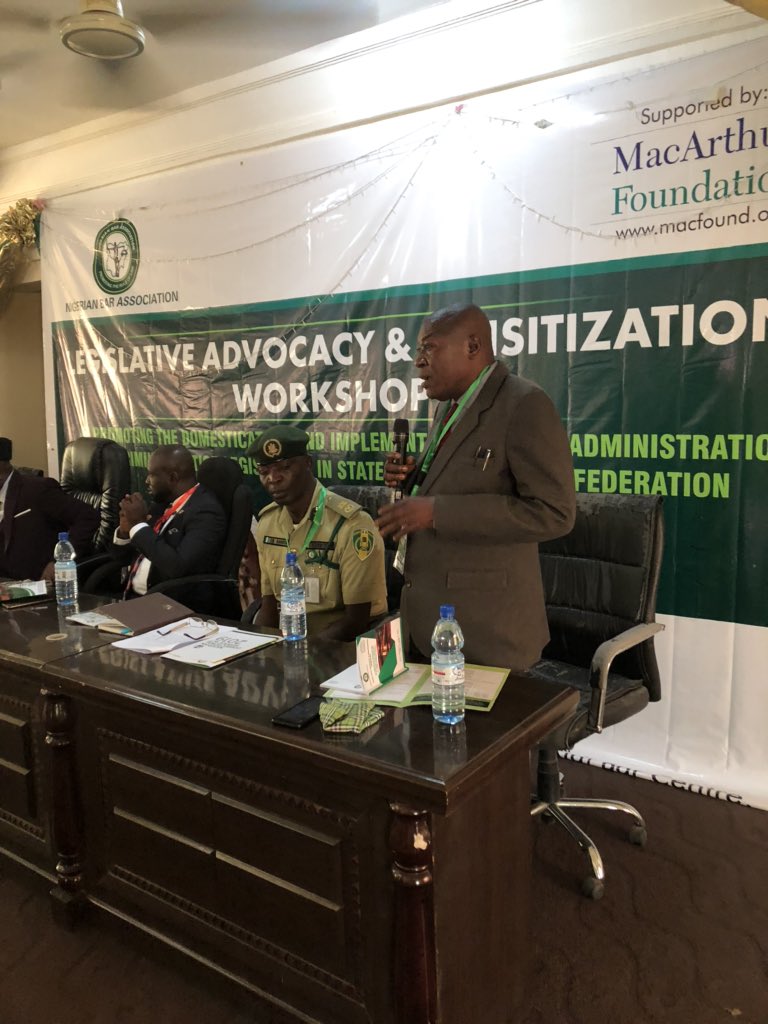 Apwenyang Shitta, esq; the Solicitor General of Taraba State, gave a brief account of the efforts of the State government towards the adoption of ACJA, 2015, he noted that the state had already sent the bill to the State Assembly, while describing these workshop as timely.