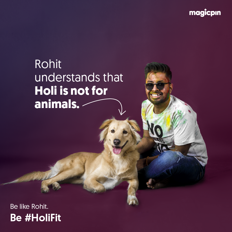 mymagicpin's tweet photo. Knowledge is knowing that Holi is a festival of colours. Wisdom is keeping animals away from them. Rohit is wise. Be like Rohit. Be #HoliFit
#magicpin #HappyHoli #BeLikeRohit https://t.co/X39xmyY8wg