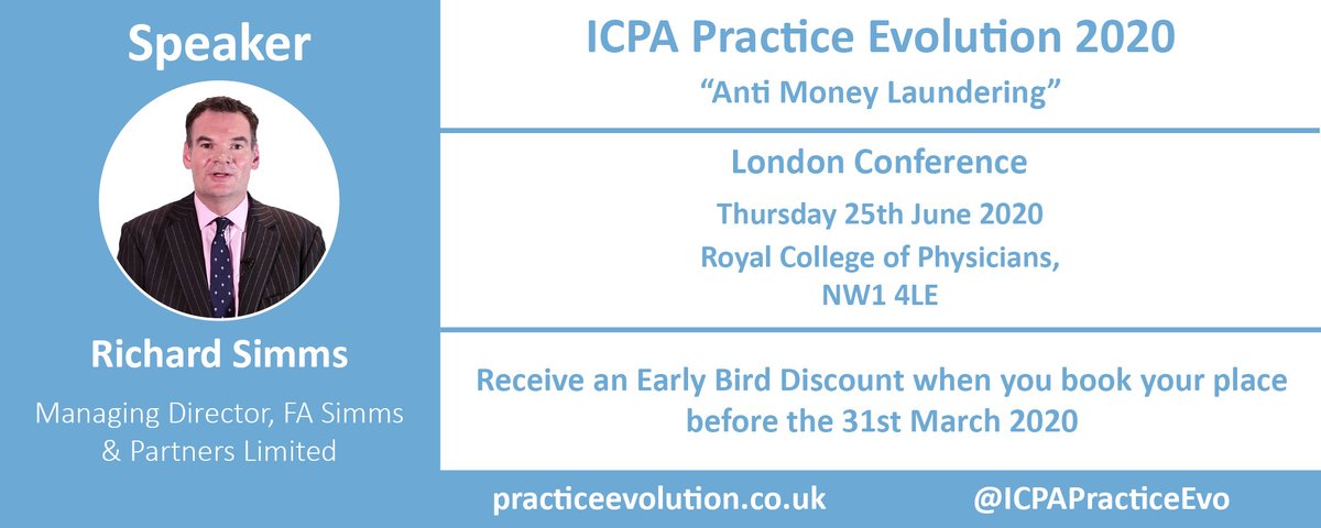 Make sure to save the date and book your tickets today to see Richard Simms from <a href="/AMLCCLtd/">AMLCC</a> and <a href="/FASimms/">FA Simms & Partners</a> who will be speaking on Thursday 25th June 2020 at the <a href="/RCPLondon/">RCP</a>! #London #PracticeEvolution ow.ly/Ul3V30q8pBs