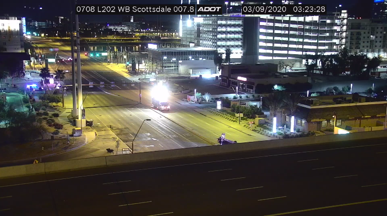 ArizonaDOT's tweet photo. Loop 202 at Scottsdale Road: A crash on Scottsdale Road is restricting access from the exit ramps.
No access to southbound Scottsdale/Rural Road from Loop 202.
#phxtraffic #Loop202 https://t.co/pXh9YYmUDK