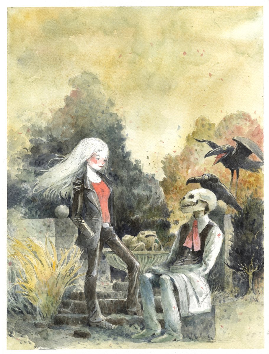 mr calcium skeleton has a date,watercolors #watercolors #tonysandoval #rainofdoom
