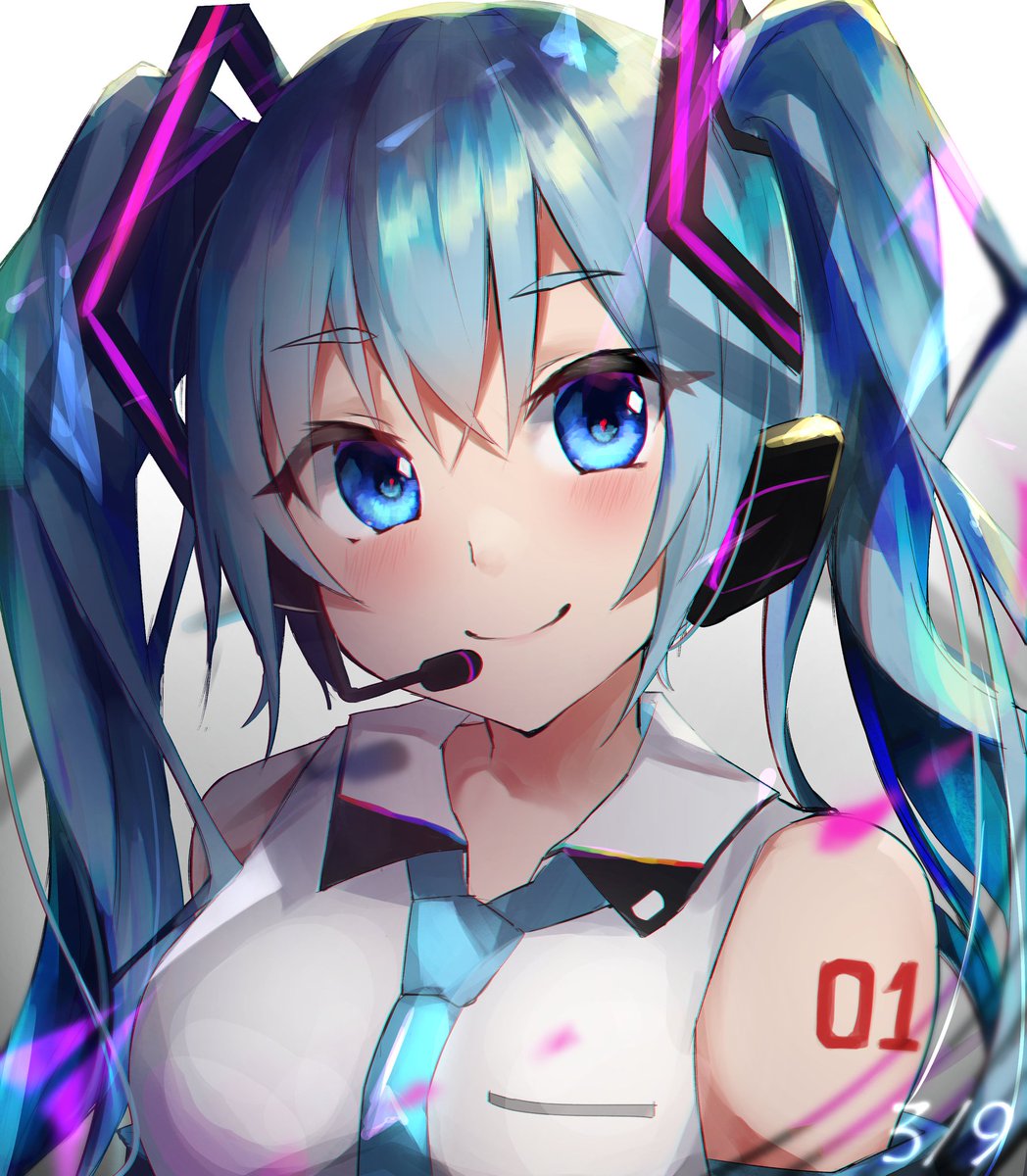 hatsune miku 1girl solo twintails smile long hair necktie looking at viewer  illustration images