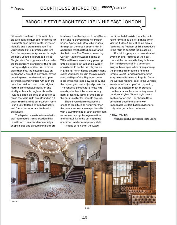 Child_PR's tweet image. New piece on @HotelCourthouse #Shoreditch in the #March issue of the gorgeous @glassmagazine 🔥 #Travel #Hotel #LondonHotels #LoveLondon #Monday #MondayMotivation
