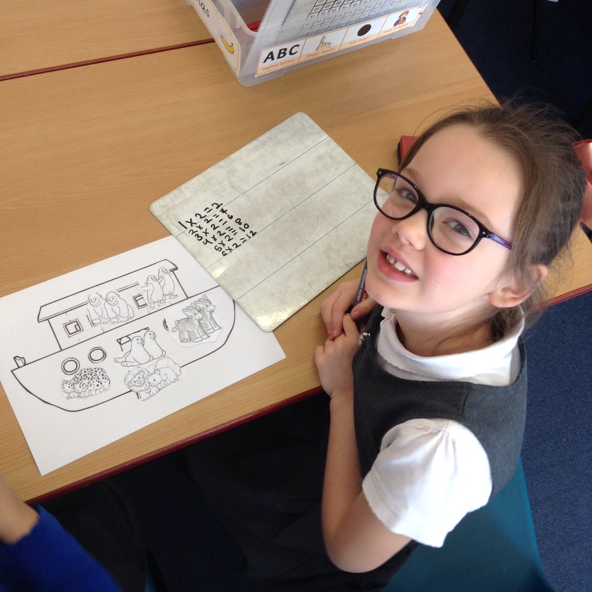 This morning in Maths, Year 1 have been counting in 2's. We used the Noah's Ark story to help us!`🚢