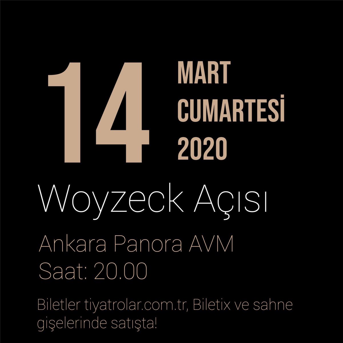 Woyzeck Açısı Ankara'ya geliyor.
Biletler <a href="/Biletix/">Biletix</a> ve <a href="/panoravm/">Panora AVM</a> gişesinde.
#woyzeckacisi #hedoneart #tiyatro #oyun #ankara #turne #ekip #performance