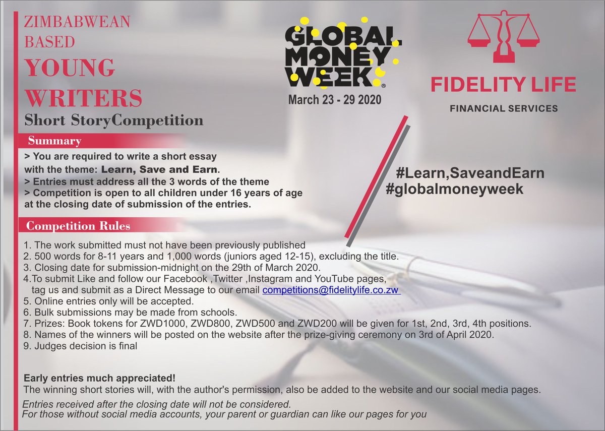 :::Zimbabwean Based Young Writes short story competition:::
<a href="/chiszafrica/">ATS CHISZ</a>
<a href="/mhtestd/">Ministry of Higher & Tertiary Education ZW</a>
<a href="/MoPSEZW/">Ministry of Primary & Secondary Education</a>
<a href="/RotaractHreWest/">Rotaract Harare West</a>
<a href="/BTonhodzayi/">Beatrice Tonhodzayi</a>