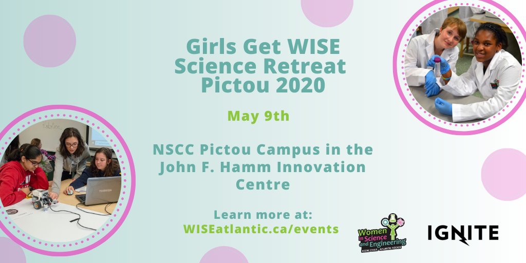 Registration in now open for our Pictou 2020 #GirlsGetWISE Science Retreat at the <a href="/NSCCpictou/">NSCC Pictou</a> location. There will be an activity with @IgniteAtlantic, you don't want to miss it make sure to secure your spot!

Registration available at: ggwpictou.eventbrite.ca